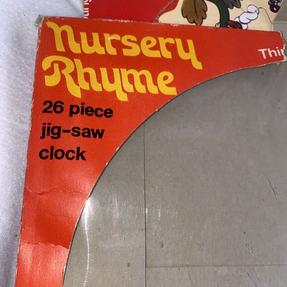 Vintage wood puzzle clock Nursery Rhyme England Condor 26 Jigsaw 12 Time - Picture 10 of 13